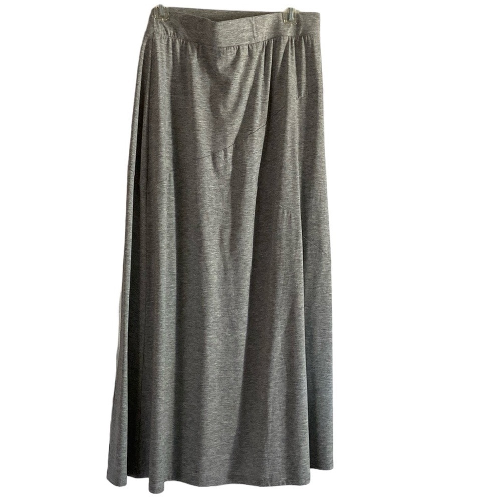Cato Long Soft Gray Jersey Skirt Maxi Plus Size Stretch Elastic Waistband Cozy